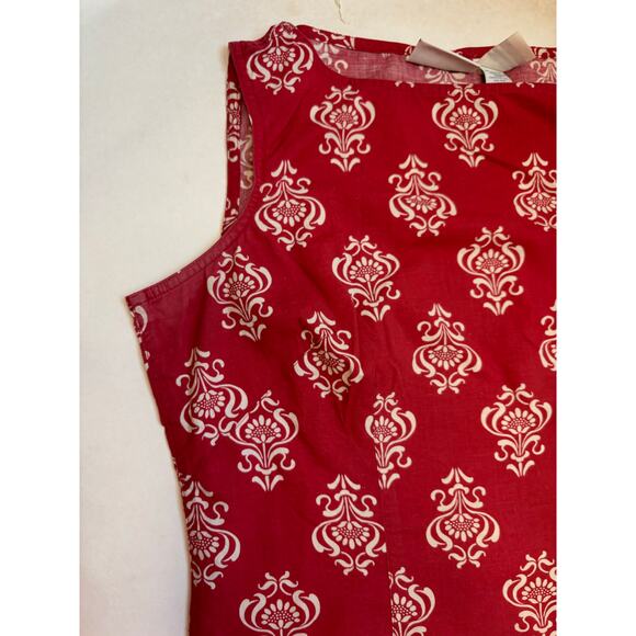 Liz Claiborne Women's Red Spring Summer Dress Size Medium 10 Cotton Fit & Flair - Picture 3 of 7